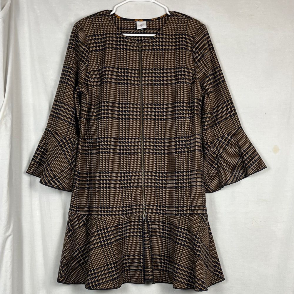 Cabi 3902 Flounce Tartan Plaid Zip Up Jacket